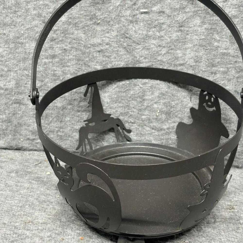 Longaberger Halloween Black Metal Cauldron (Basket Holder) with Handle